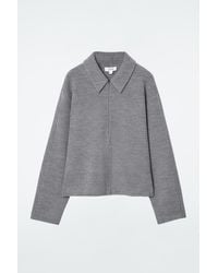COS - Boiled-Wool Zip-Up Cardigan - Lyst