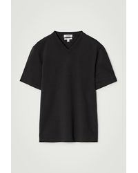 COS - Interlock Cotton V-Neck T-Shirt - Lyst