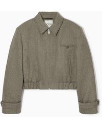 COS - Power-shoulder Wool-herringbone Jacket - Lyst