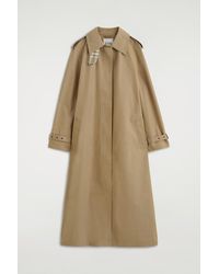 COS - Check-Detail Belted Cotton Trench Coat - Lyst