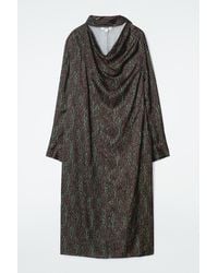COS - Scarf-detail Printed Midi Dress - Lyst