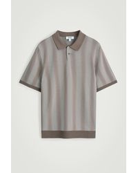 COS Two-tone Waffle-knit Polo Shirt in White for Men | Lyst