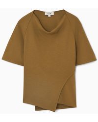 COS - Asymmetric Cowl-neck T-shirt - Lyst