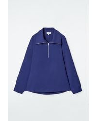 COS - Wool-Blend Half-Zip Blouse - Lyst
