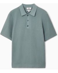 COS - Textured Knitted Polo Shirt - Lyst