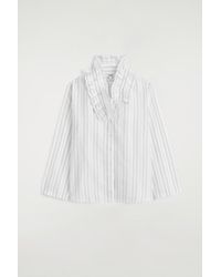 COS - Ruffle-Collar Seersucker Blouse - Lyst