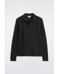 COS - Slim Wool-Jersey Open-Collar Polo Shirt - Lyst