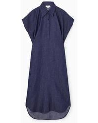COS - Oversized Denim Midi Shirt Dress - Lyst