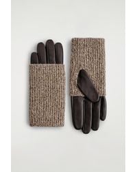 COS - Knitted-Cuff Leather Gloves - Lyst