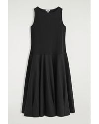 COS - Boat-Neck Cotton A-Line Midi Dress - Lyst