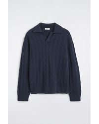 COS - Cable-Knit Pure Cashmere Polo Sweater - Lyst