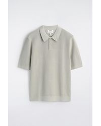 COS Two-tone Waffle-knit Polo Shirt in White for Men | Lyst