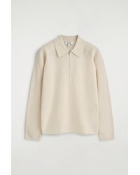 COS - Merino Wool-Yak Zip-Up Polo Shirt - Lyst