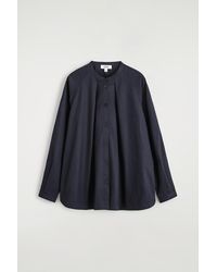 COS - Grandad-Collar Cotton Shirt - Lyst