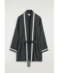 COS - Contrast-Piped Robe-Style Blouse - Lyst