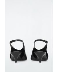 COS - Pointed Leather Slingback Kitten Heels - Lyst