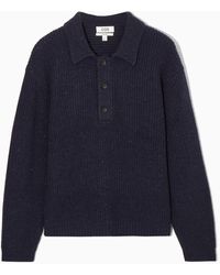 COS - Ribbed Wool And Cashmere-blend Polo Shirt - Lyst