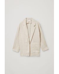 COS Linen Oversized Blazer - Natural