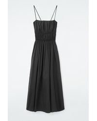 COS - Gathered-waist Midi Dress - Lyst