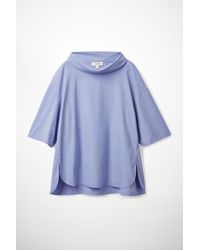 COS Roll Neck Tunic Top - Blue
