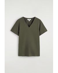 COS - Cotton V-Neck T-Shirt - Lyst