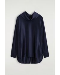 COS - Cowl-Neck Satin Blouse - Lyst