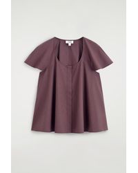 COS - Fluted-Sleeve Cotton Blouse - Lyst
