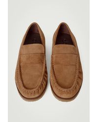 COS - Gathered Suede Loafers - Lyst