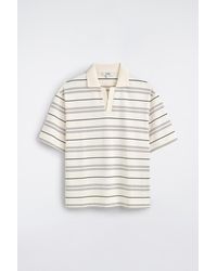 COS - Striped Open-Collar Polo Shirt - Lyst