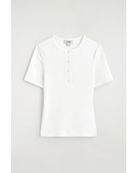 COS - Ribbed Henley T-Shirt - Lyst