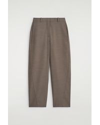 COS - Cropped Wool Barrel-Leg Pants - Lyst