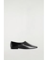 COS - Square-Toe Leather Flats - Lyst