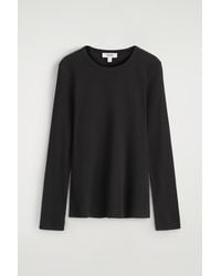 COS - Ribbed Jersey Long-Sleeved Top - Lyst