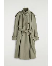 COS - Mock-Neck Cotton Trench Coat - Lyst