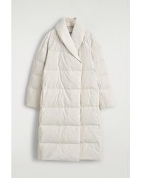 COS - Shawl-Collar Quilted Down Long Coat - Lyst