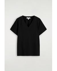 COS - Cotton V-Neck T-Shirt - Lyst