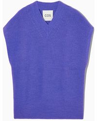 COS V-neck Wool Vest - Blue