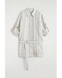 COS - Belted Pleated Linen Mini Shirt Dress - Lyst