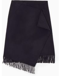 COS - Fringed Wool Midi Wrap Skirt - Lyst