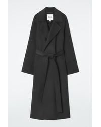 希少 Apartment Three Belted Oversized Coat COS Oversized Belted Wool Coat in Black | Lyst