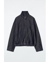 COS - Oversized Denim Bomber Jacket - Lyst