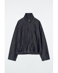 COS - Oversized Denim Bomber Jacket - Lyst