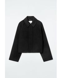BOXY DOUBLE-FACED WOOL JACKET - BLACK