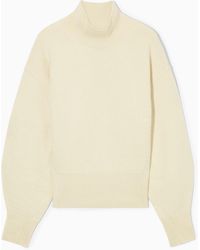 COS - Funnel-neck Waisted Wool Jumper - Lyst