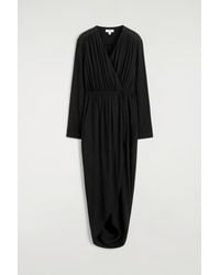 COS - Gathered Midi Wrap Dress - Lyst