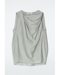 COS - Draped Cotton-Silk Top - Lyst