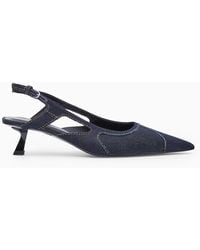 COS - Spitze Kitten-heels Aus Denim Mit Slingback-riemen - Lyst