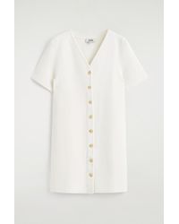 COS - Buttoned Milano-Knit Mini Dress - Lyst