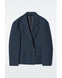 COS - Oversized Exaggerated-Shoulder Denim-Look Blazer - Lyst