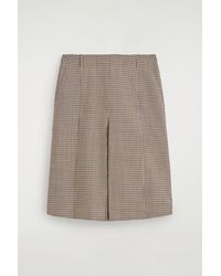 COS - Box-Pleat Checked Wool Midi Skirt - Lyst